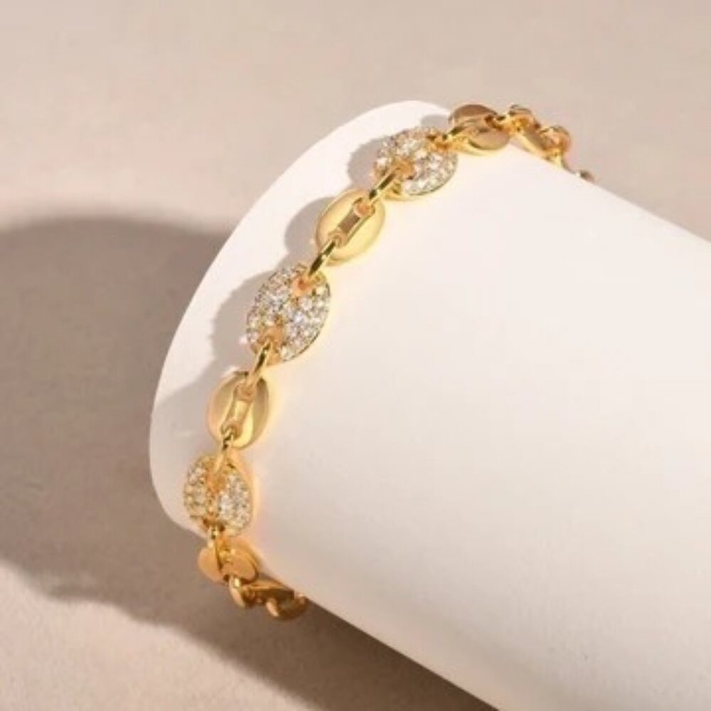 #064 18K Gold Plated Elegant Shiny Inlay Zircon Bracelets